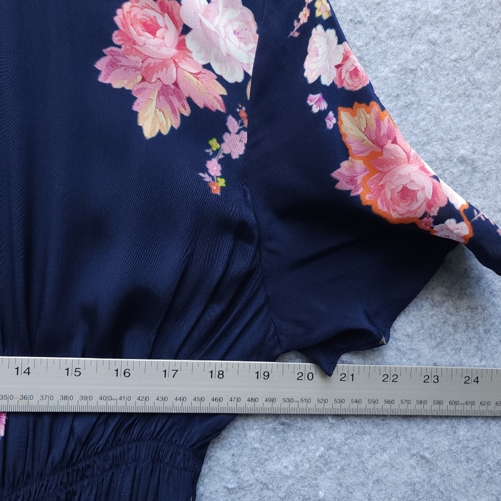 Preen Line Verna Floral Asymetrical Navy Midi Dress - Picture 11 of 13